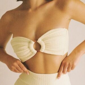 New! Montce tori bandeau bikini top cream rib 27902